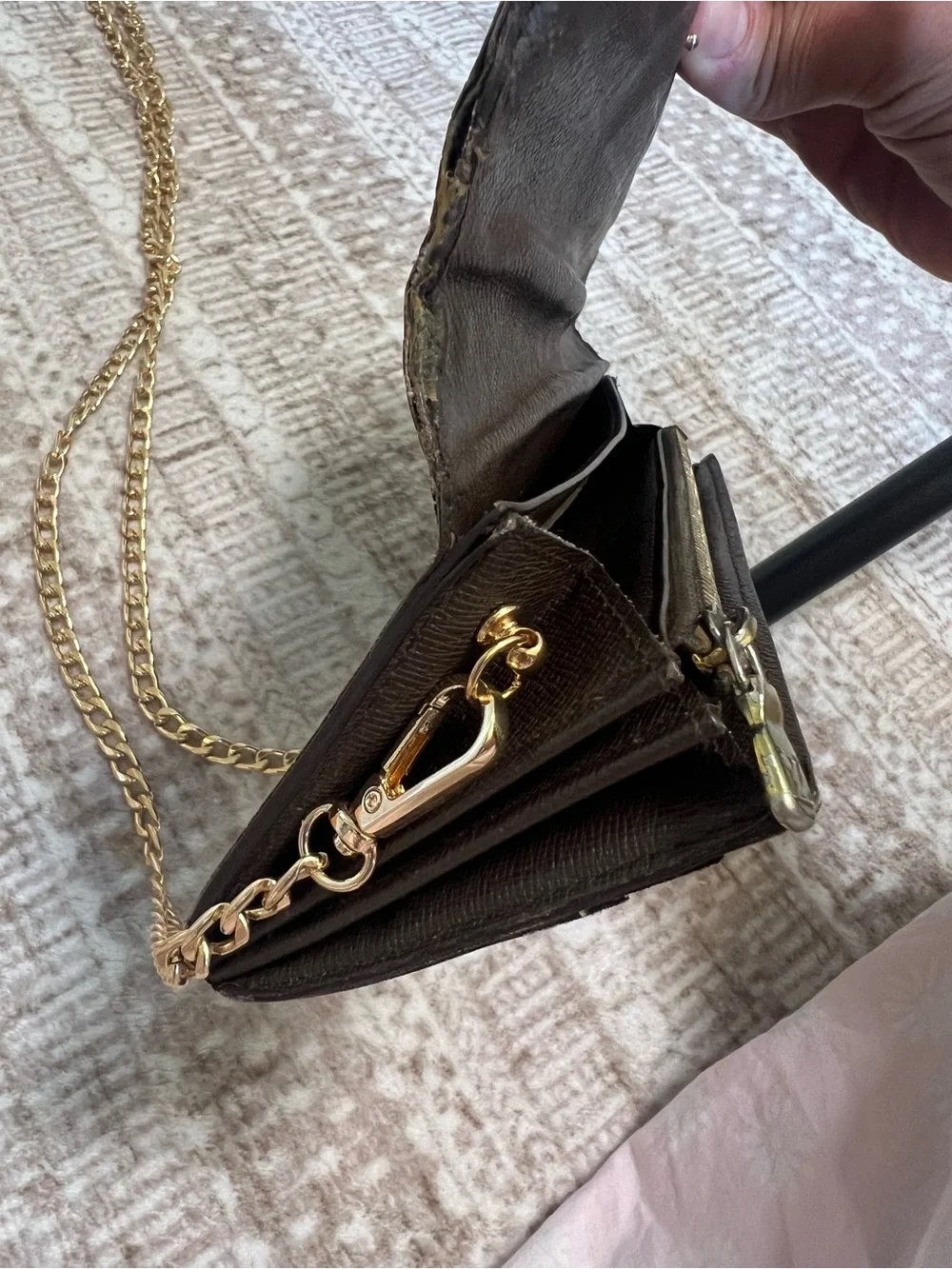 Louis Vuitton Brown Damier Chain Wallet Crossbody